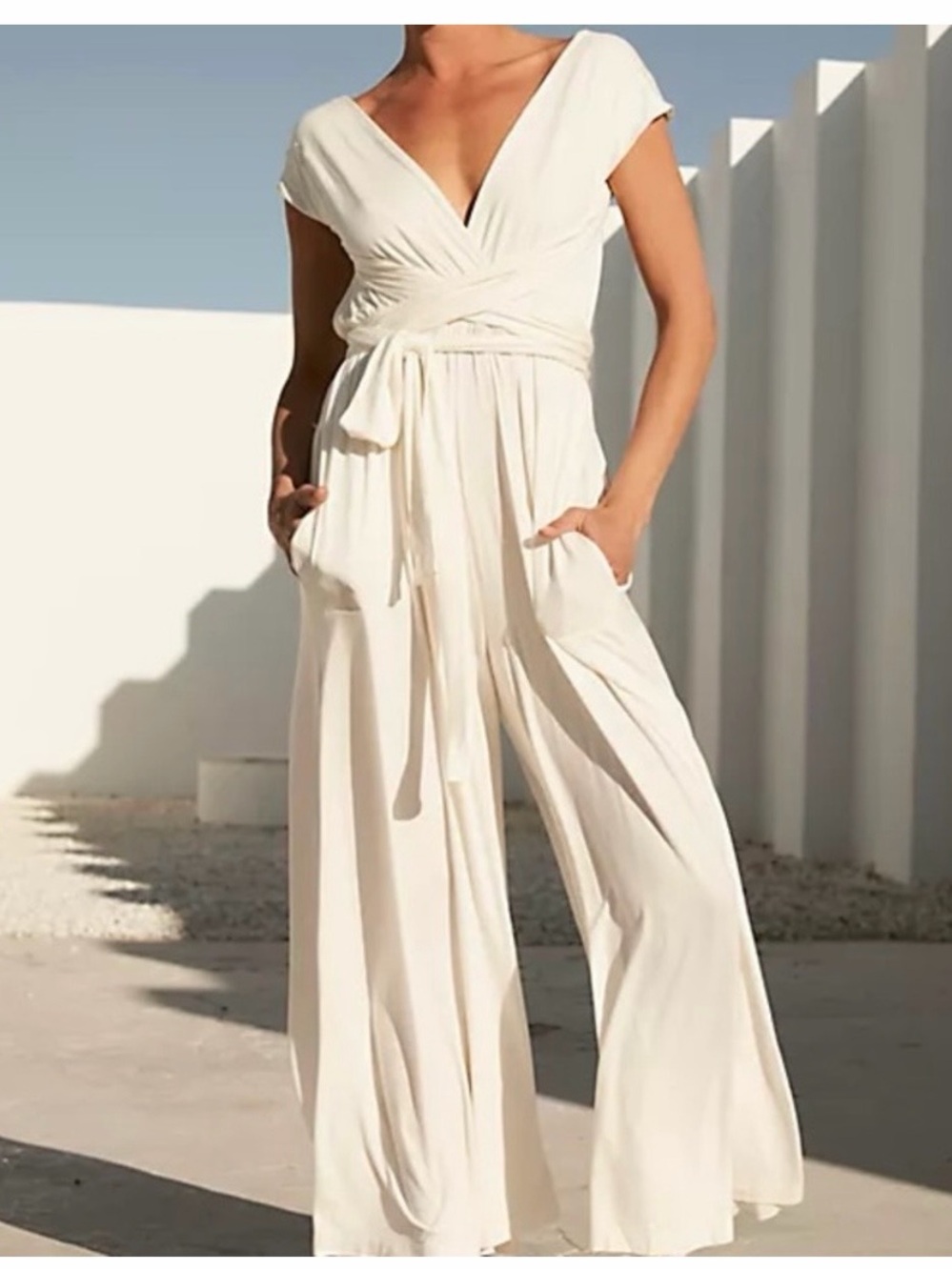 Free People Dani Convertible Open-Back One-Piece White size L